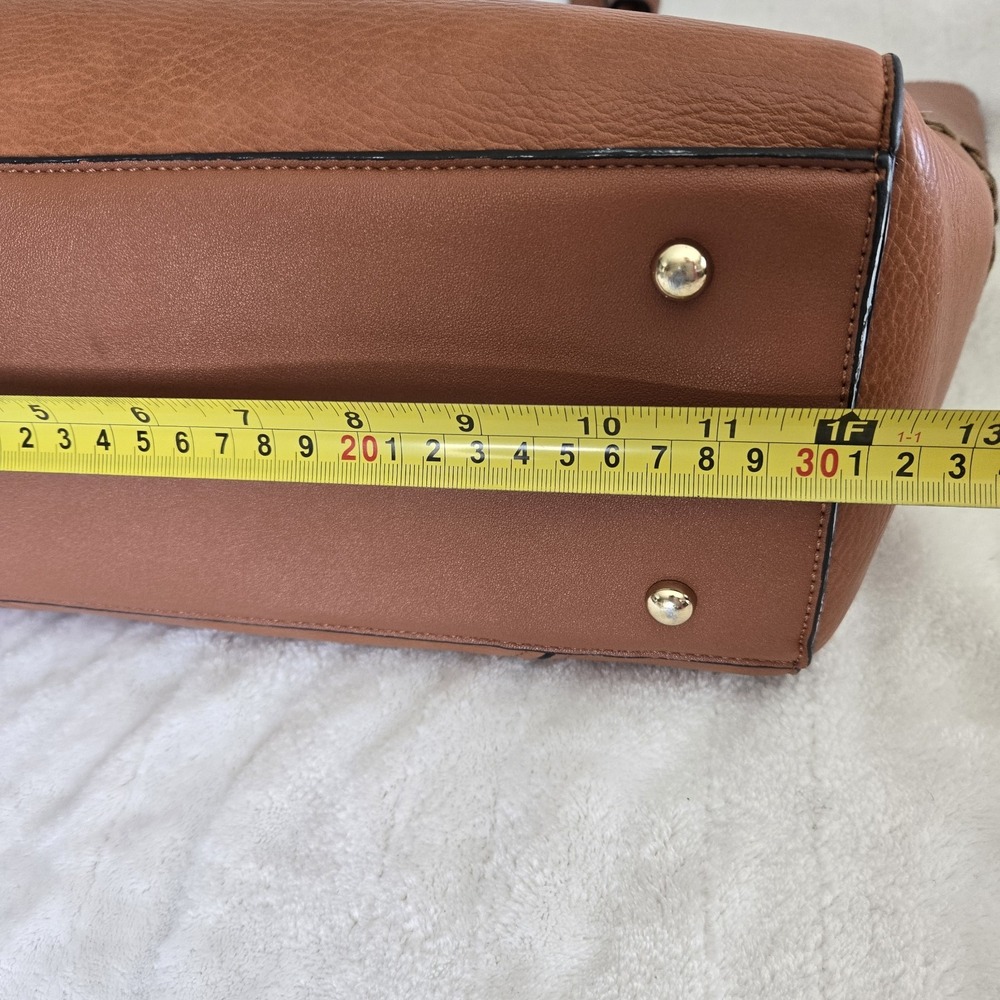 Boho Whipstitch Tassel Tote Camel‎ Pebbled Faux Leather Slouchy Western Chic Bag - Picture 11 of 16